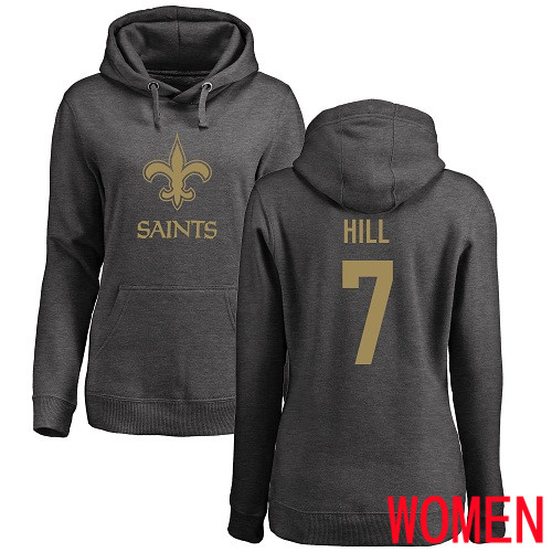 New Orleans Saints Ash Women Taysom Hill One Color NFL Football #7 Pullover Hoodie Sweatshirts->women nfl jersey->Women Jersey